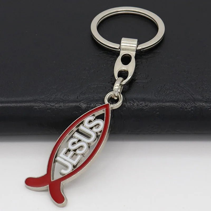 Catholic Christian Jewelry Alloy Dripping Jesus (Jesus) Fish Fashion Keychain Pendant Crafts Car Keychain by Creative Vault Marketplace