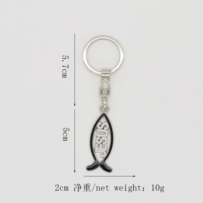 Catholic Christian Jewelry Alloy Dripping Jesus (Jesus) Fish Fashion Keychain Pendant Crafts Car Keychain by Creative Vault Marketplace