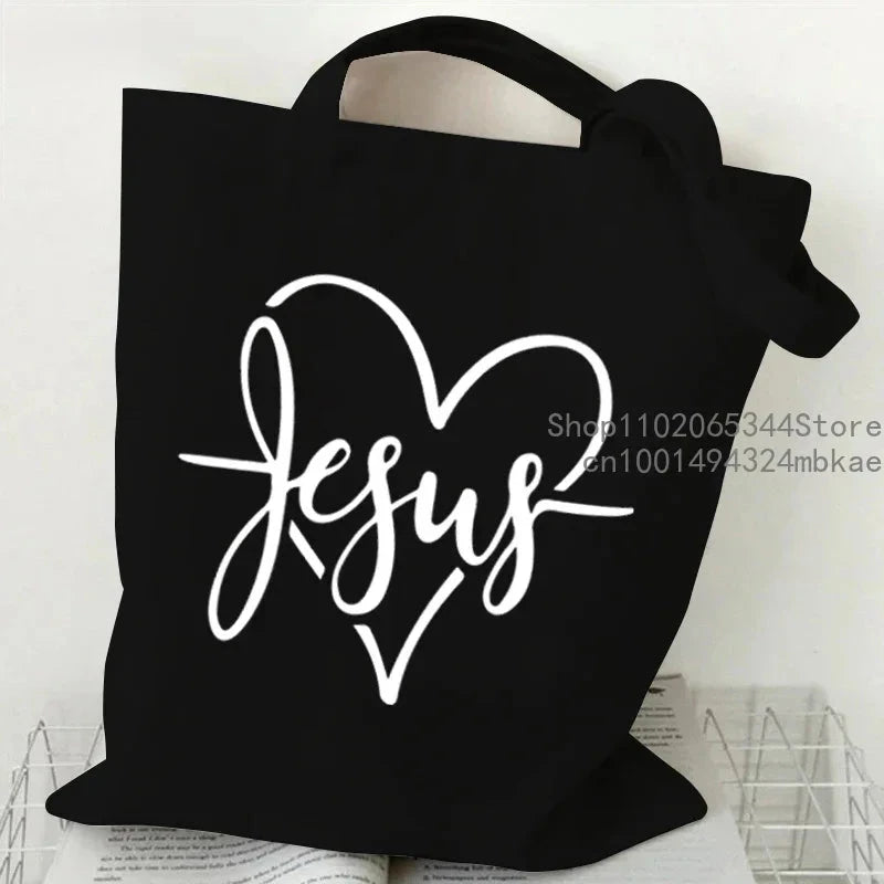 Faith Printed Heart Tote Bag: Stylish Canvas Shoulder Bag for Everyday Inspiration by Creative Vault Marketplace