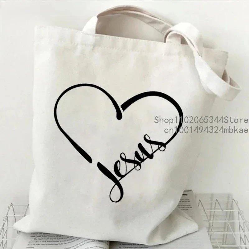 Faith Printed Heart Tote Bag: Stylish Canvas Shoulder Bag for Everyday Inspiration by Creative Vault Marketplace