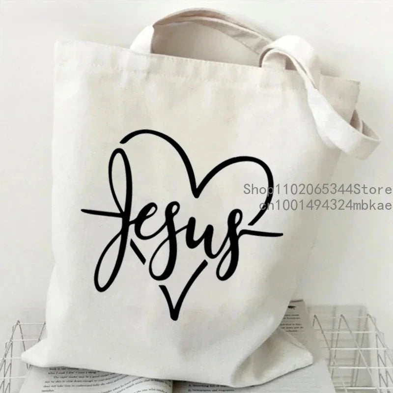 Faith Printed Heart Tote Bag: Stylish Canvas Shoulder Bag for Everyday Inspiration by Creative Vault Marketplace