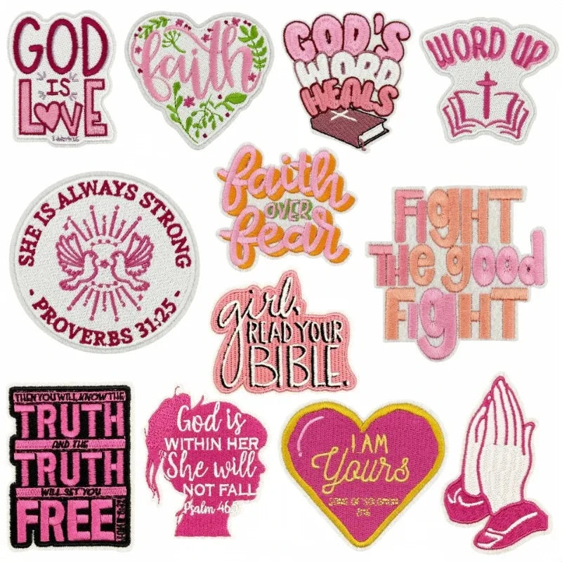 God Faith Pink Heart Embroidery Patch – Perfect for Personalizing Your Style by Creative Vault Marketplace