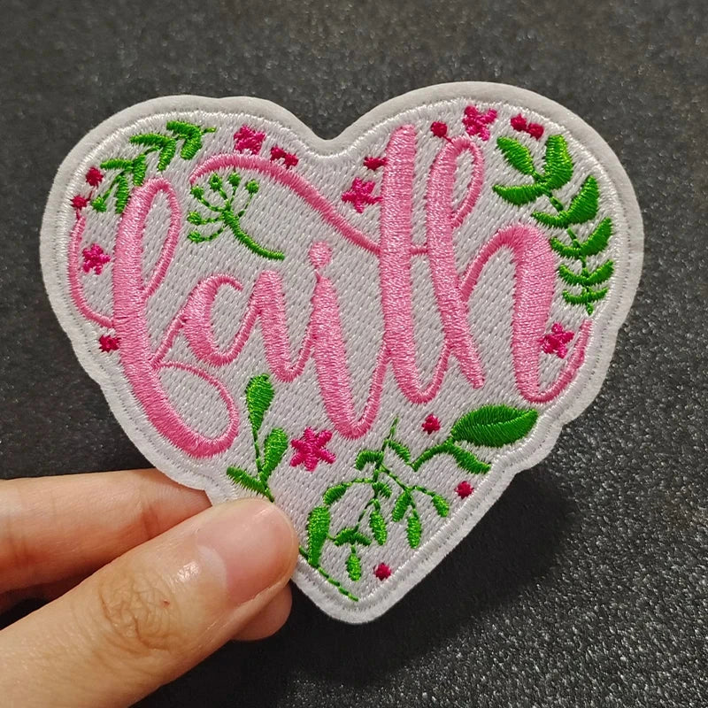 God Faith Pink Heart Embroidery Patch – Perfect for Personalizing Your Style by Creative Vault Marketplace