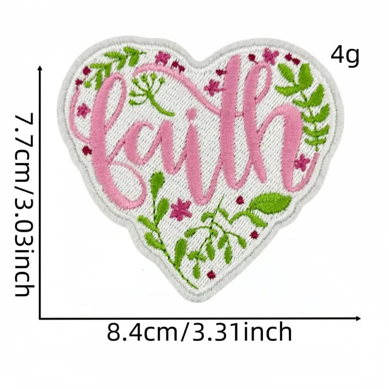 God Faith Pink Heart Embroidery Patch – Perfect for Personalizing Your Style by Creative Vault Marketplace