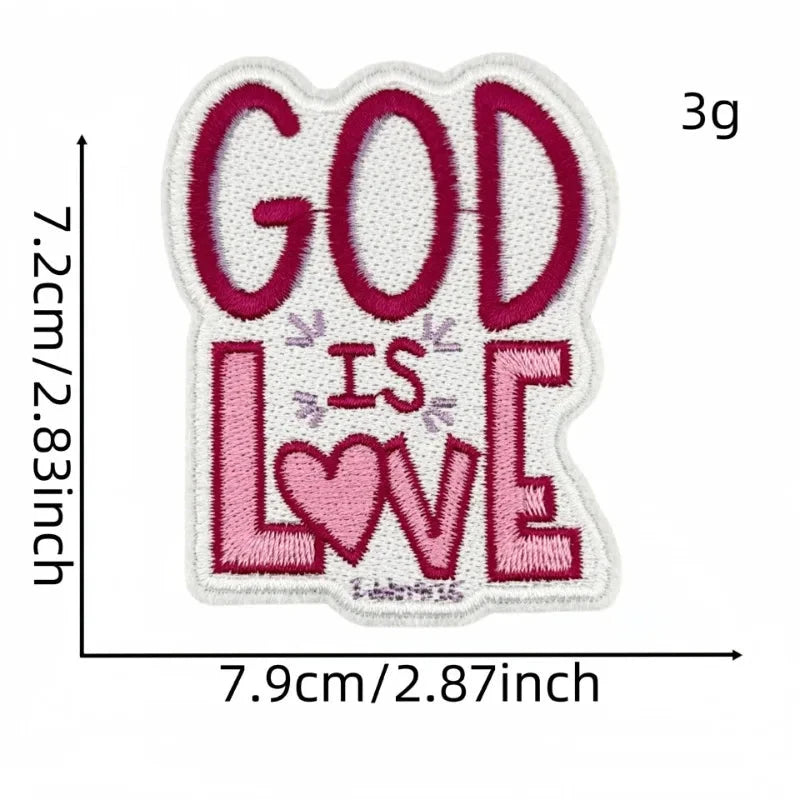 God Faith Pink Heart Embroidery Patch – Perfect for Personalizing Your Style by Creative Vault Marketplace