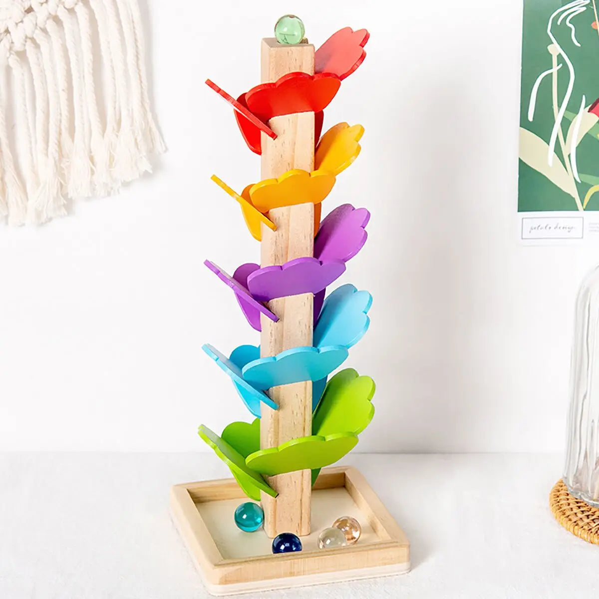 Children's music tree toys, wooden beads, rainbow petals, puzzle building blocks, early education, falling leaves, rolling balls by Creative Vault Marketplace