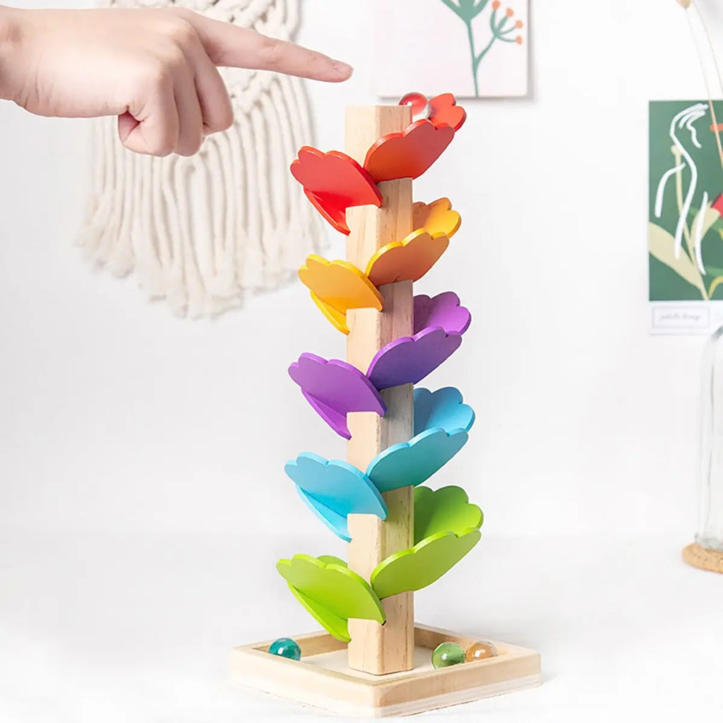 Children's music tree toys, wooden beads, rainbow petals, puzzle building blocks, early education, falling leaves, rolling balls by Creative Vault Marketplace