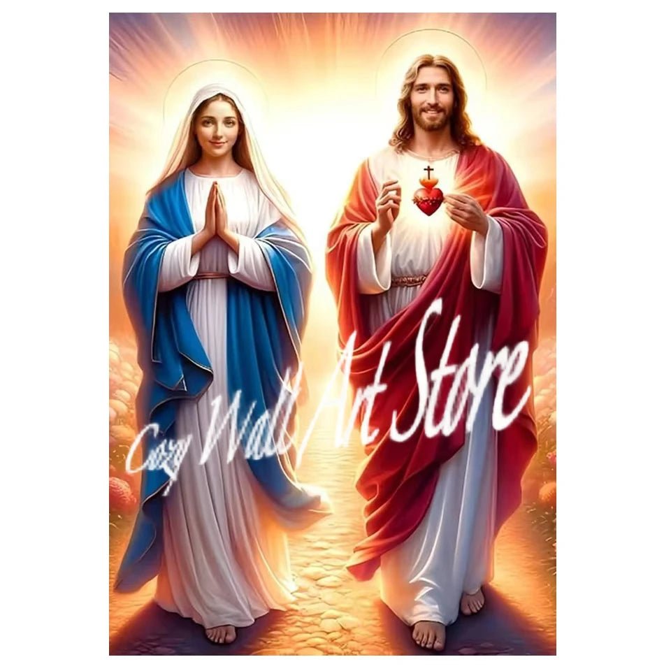Jesus & Mary Sacred Canvas Wall Art by Creative Vault Marketplace