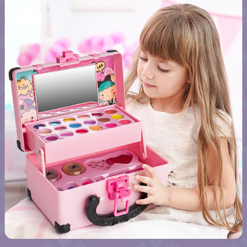 Children Makeup Cosmetics Pretend Playing Box Princess Make Up Girl Toy Play Set Lipstick Eye Shadow Safety Nontoxic Kit Toy Kid by Creative Vault Marketplace