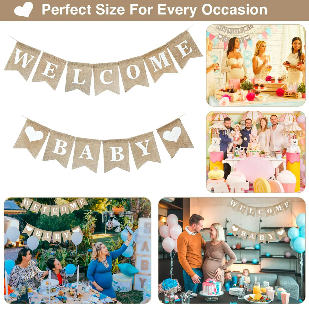 Welcome Baby Sign Banner Newborn Birth Sign For Girls Boys Baby Announcement Sign Decorations Banners by Creative Vault Marketplace
