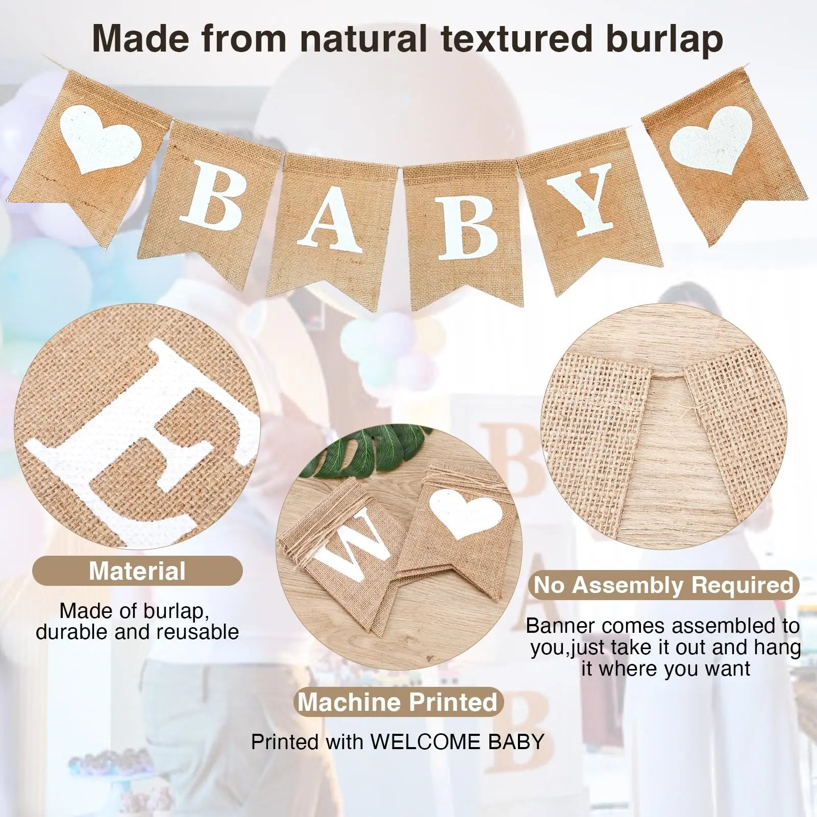 Welcome Baby Sign Banner Newborn Birth Sign For Girls Boys Baby Announcement Sign Decorations Banners by Creative Vault Marketplace
