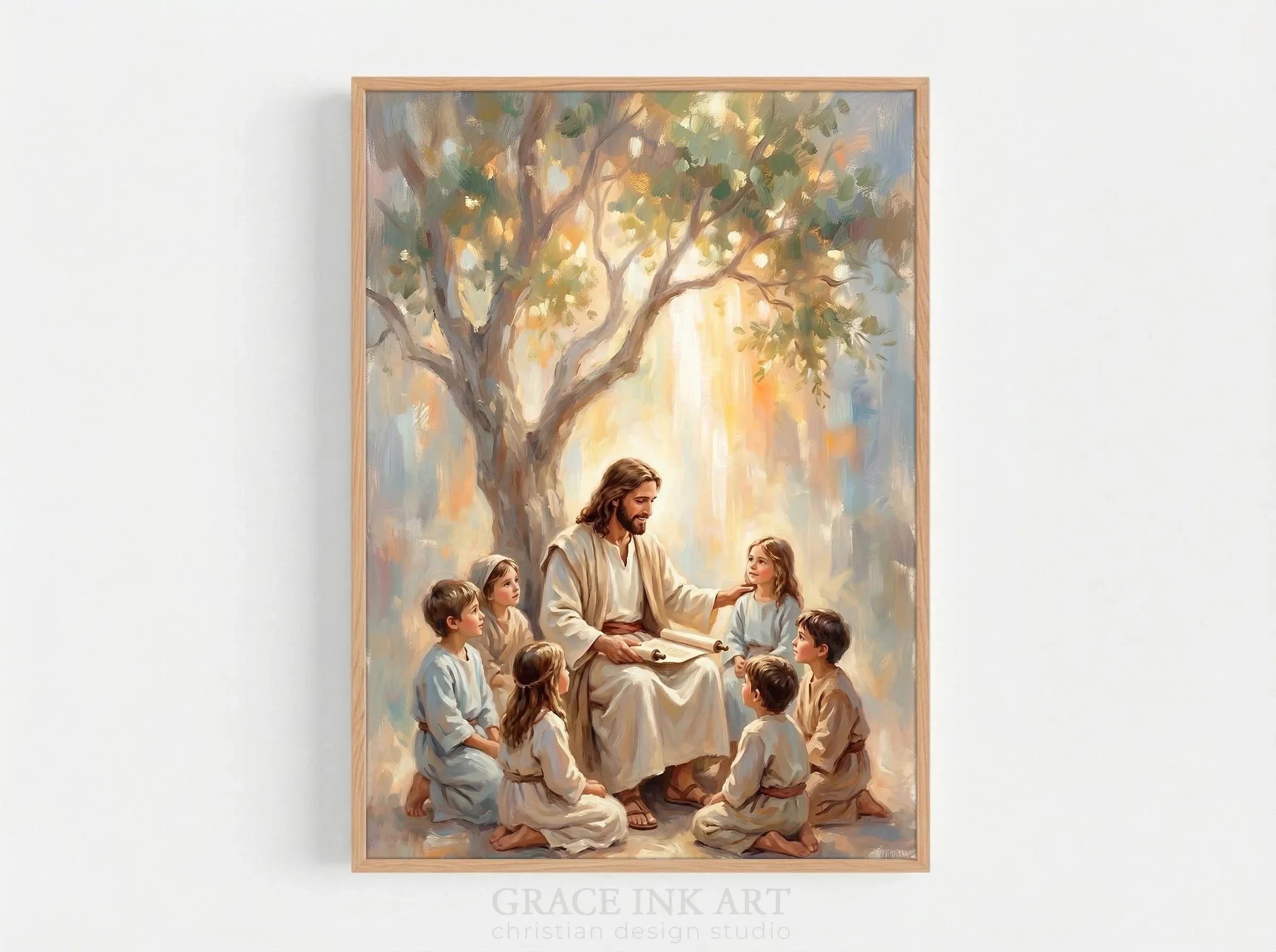 Jesus Teaching . Print. Christian Wall Art For Home. Faith Art Illustration. Bible Print Decor by Creative Vault Marketplace