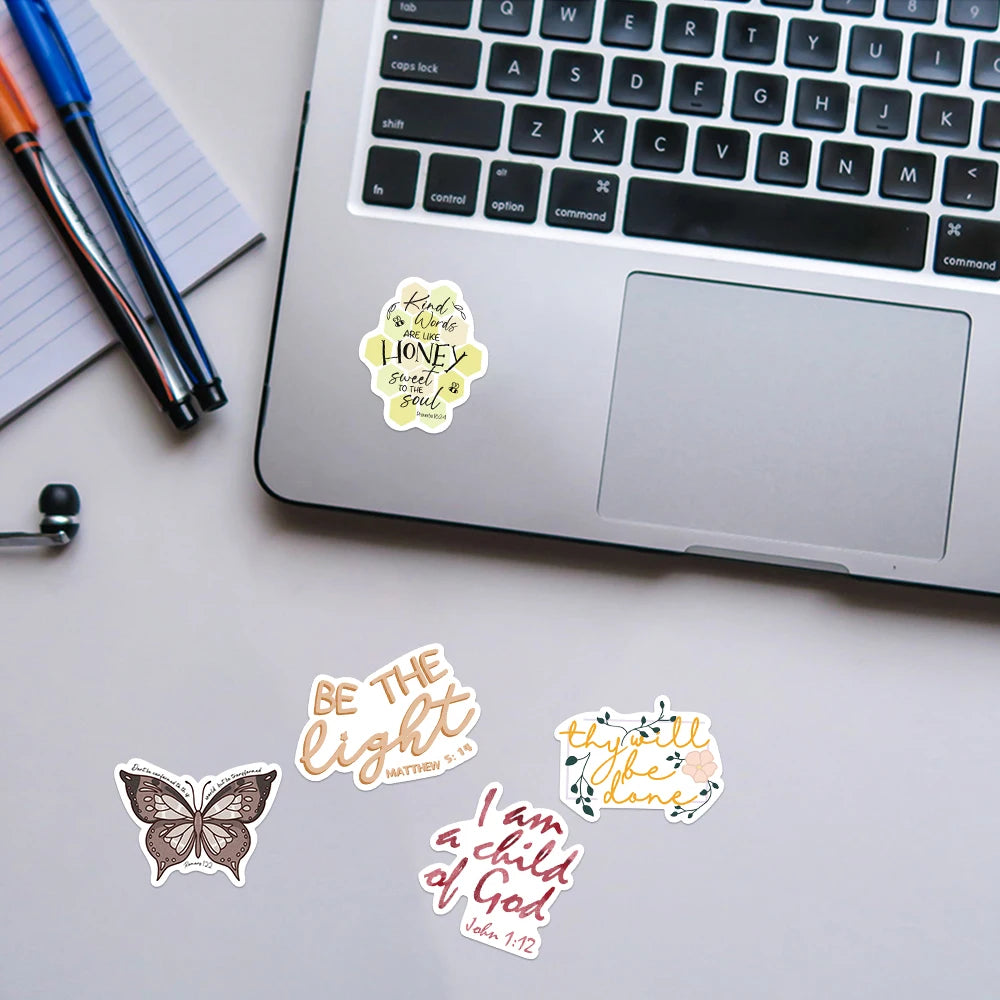50pcs Jesus Christian Stickers Religious Bible Faith Stickers Cross Wisdom Words Stickers for Christian Easter Gifts for Kids by Creative Vault Marketplace