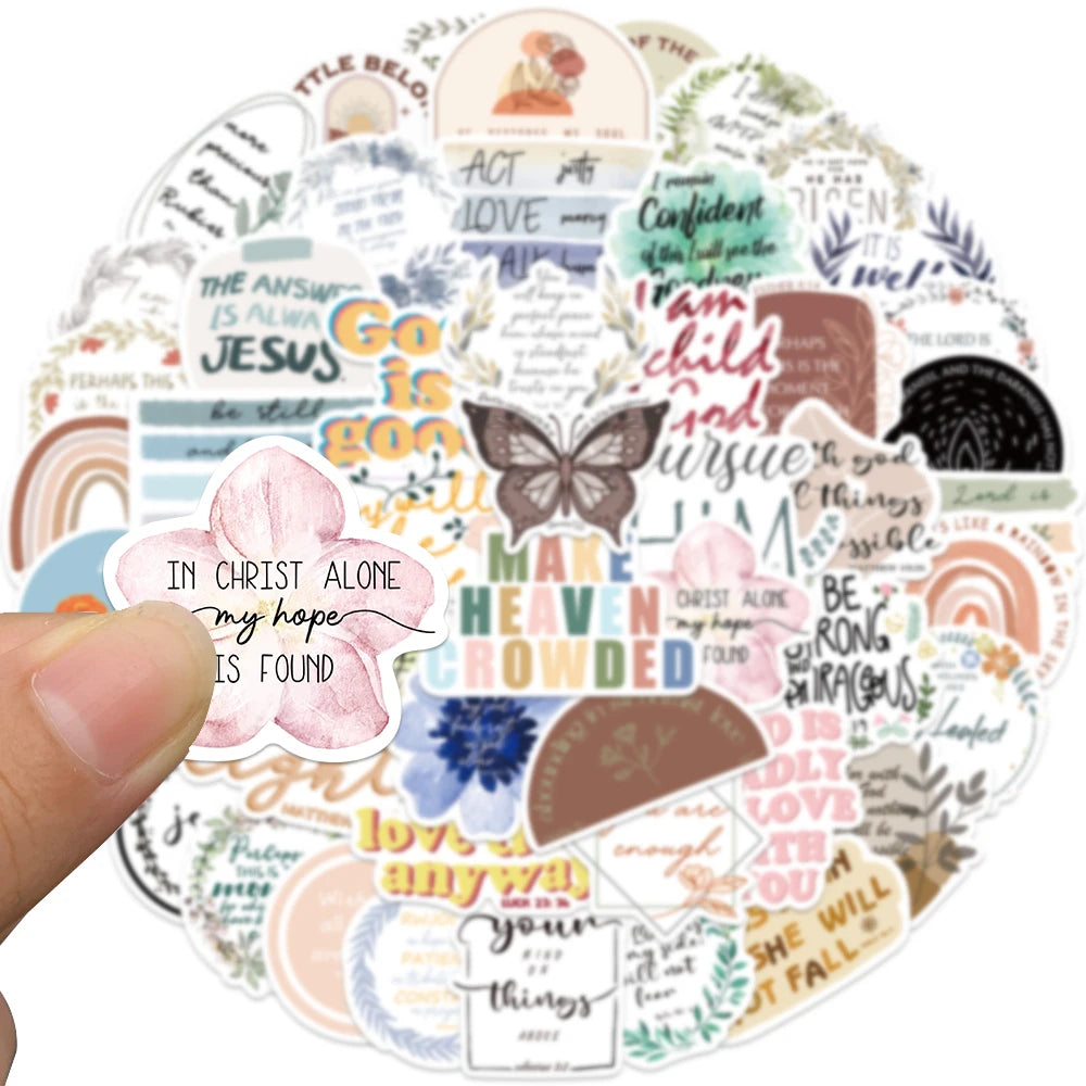 50pcs Jesus Christian Stickers Religious Bible Faith Stickers Cross Wisdom Words Stickers for Christian Easter Gifts for Kids by Creative Vault Marketplace