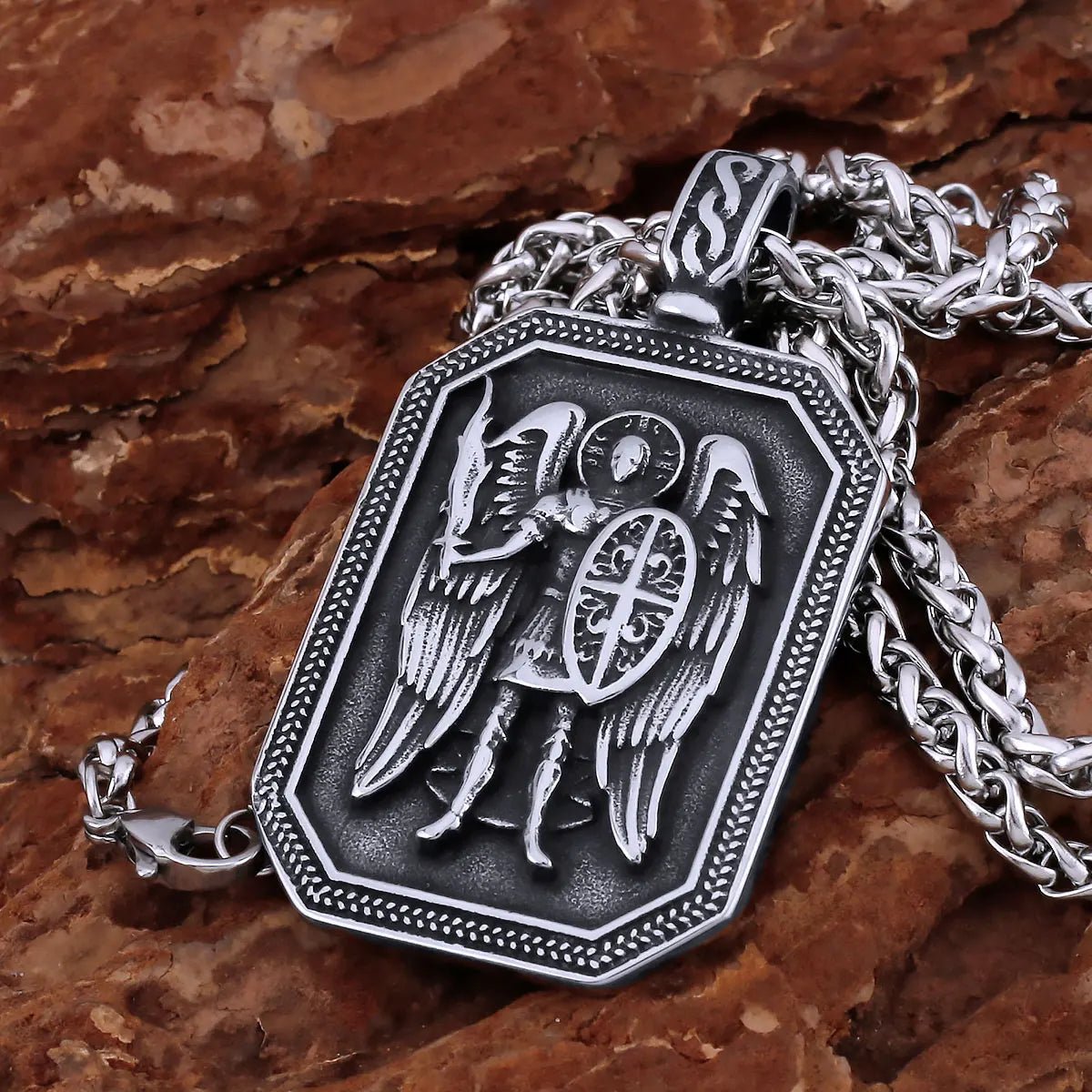 Religious Guard Archangel St. Michael Necklace Christian Faith Amulet Pendant Stainless Steel Gold Color Jewelry for Lover Gift by Creative Vault Marketplace