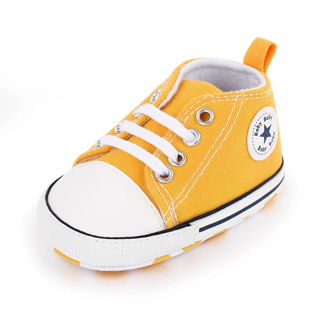 Spring New Baby Shoes Boy and Girl Classic Canvas Casual Sneakers Soft Sole Non-Slip Walking Newborn Toddler Shoes First Walkers by Creative Vault Marketplace