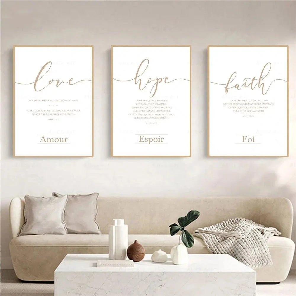 Inspire Your Home with Faith Hope Love Wall Art - Elegant Canvas Decor by Creative Vault Marketplace