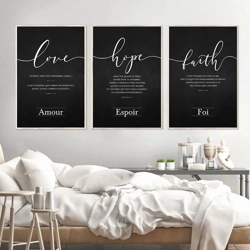 Inspire Your Home with Faith Hope Love Wall Art - Elegant Canvas Decor by Creative Vault Marketplace