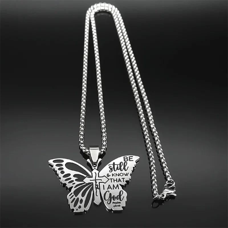 Butterfly Faith Cross Necklace - Embrace Your Beliefs with Style by Creative Vault Marketplace