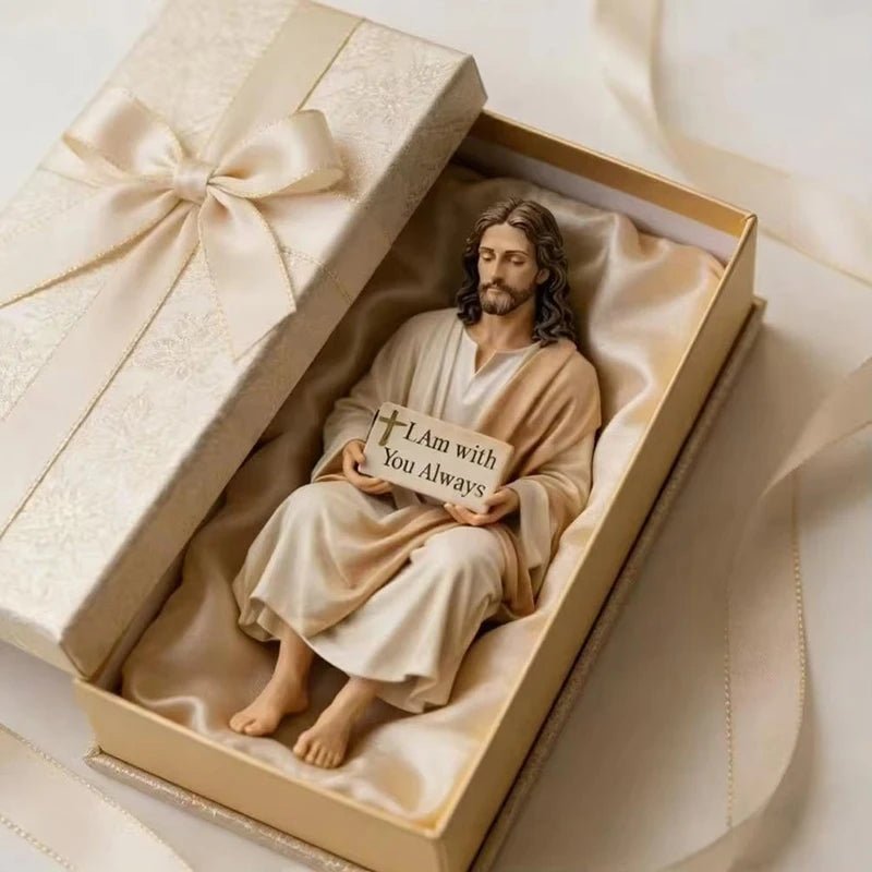 Inspirational Jesus Statue Faith Reminder Figurine Handmade Stiting Jesus Christ Religious Tabletop Decoration Resin Miniatures by Creative Vault Marketplace
