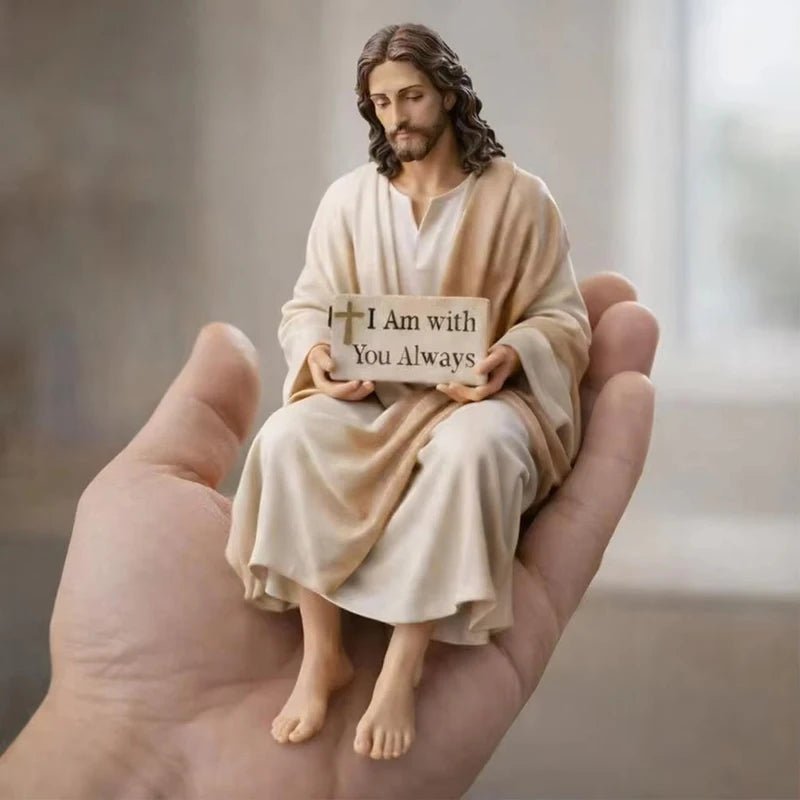 Inspirational Jesus Statue Faith Reminder Figurine Handmade Stiting Jesus Christ Religious Tabletop Decoration Resin Miniatures by Creative Vault Marketplace