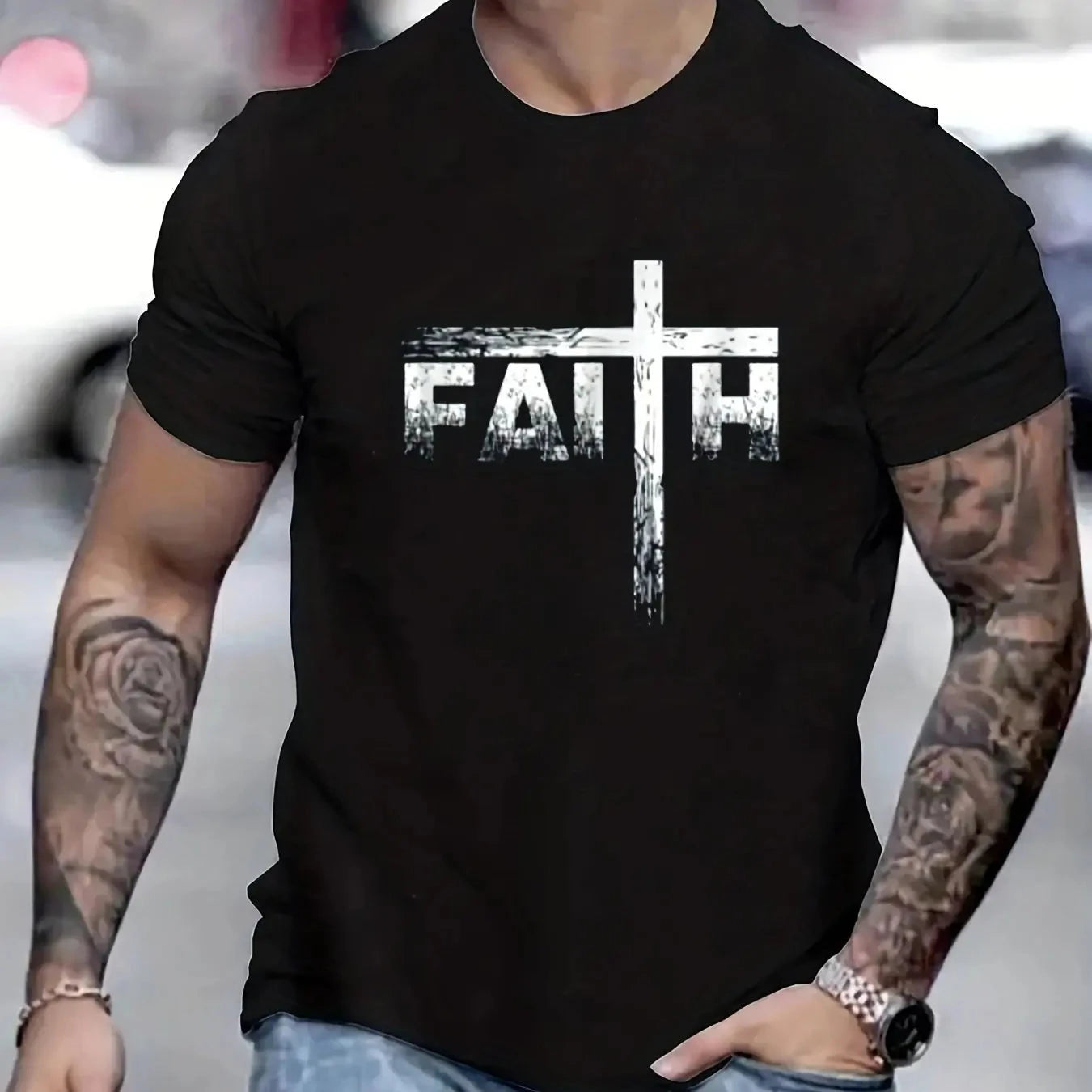 Elevate Your Style with Our Men's Casual Cotton T-shirt – Breathable Comfort and Faith-Inspired Design by Creative Vault Marketplace