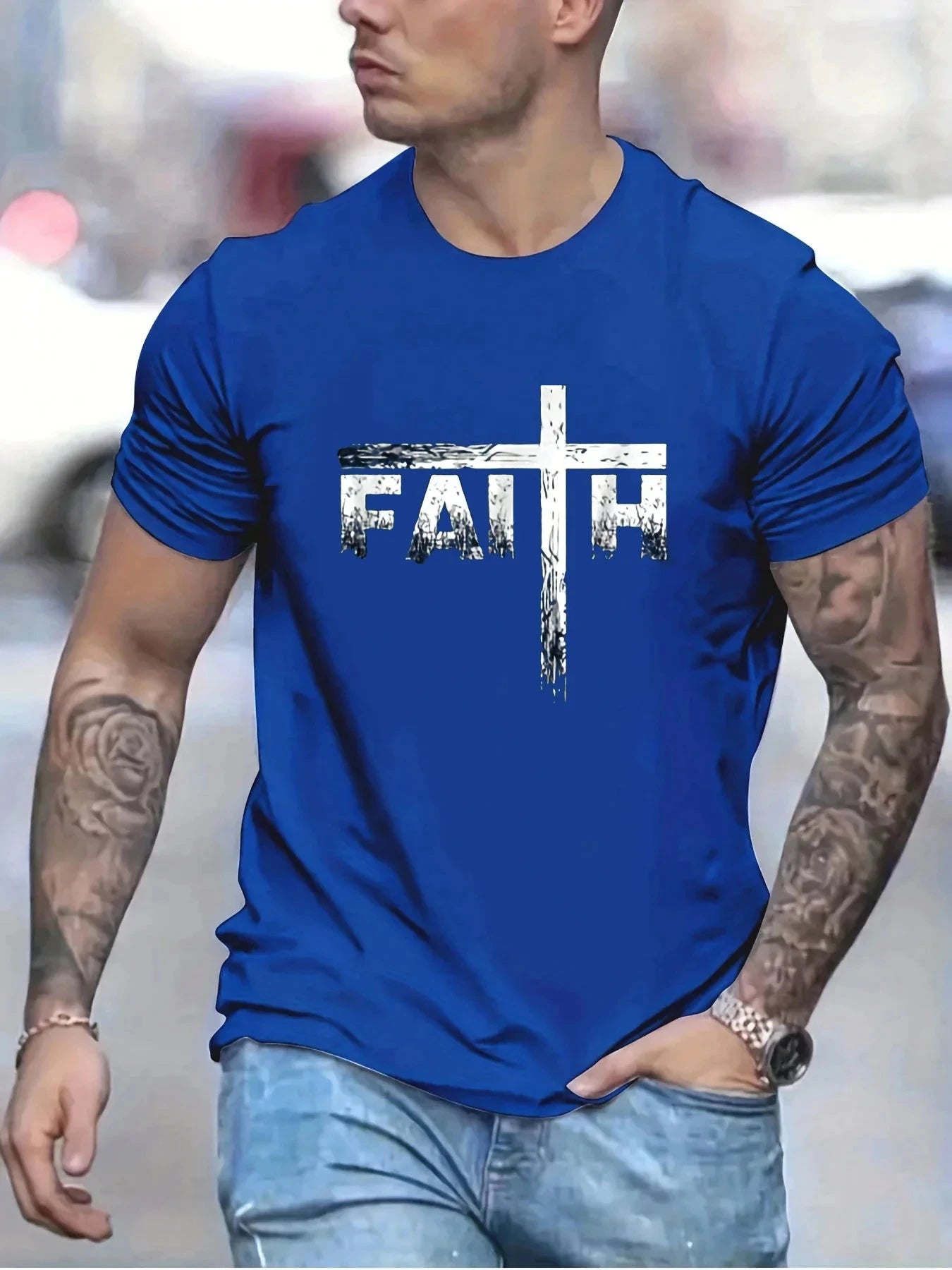 Elevate Your Style with Our Men's Casual Cotton T-shirt – Breathable Comfort and Faith-Inspired Design by Creative Vault Marketplace