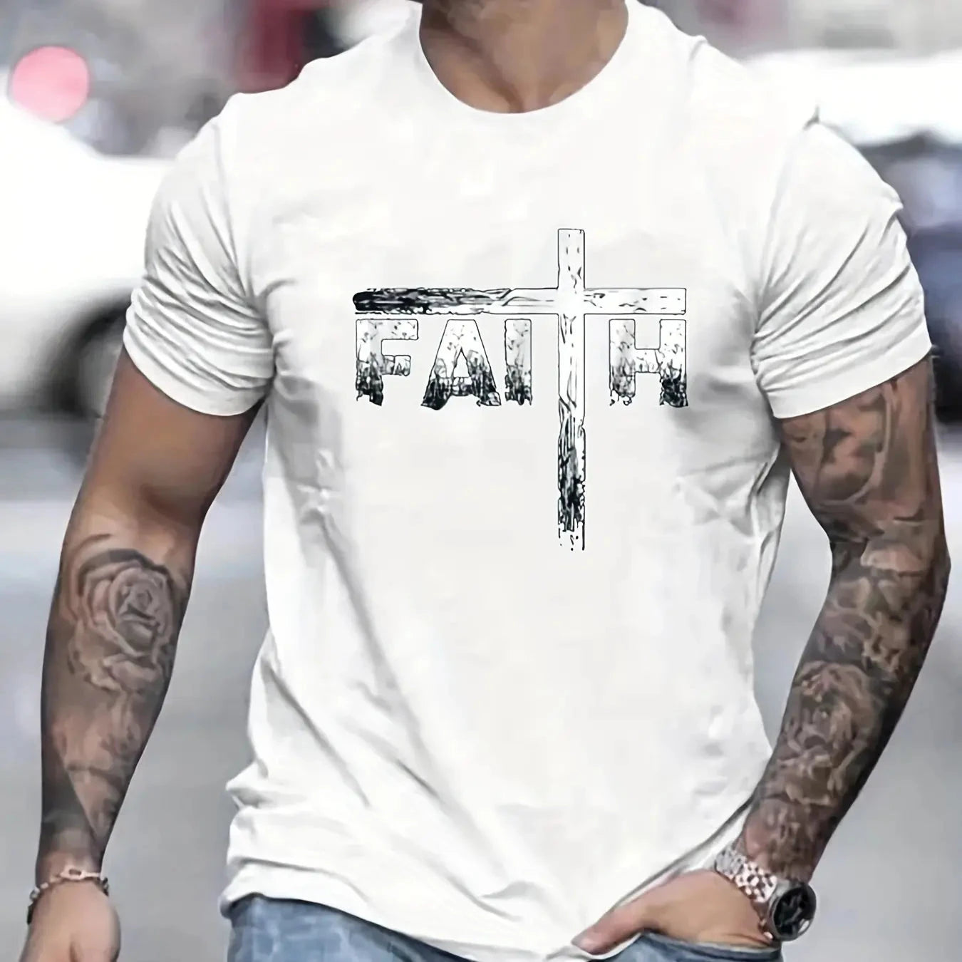 Elevate Your Style with Our Men's Casual Cotton T-shirt – Breathable Comfort and Faith-Inspired Design by Creative Vault Marketplace