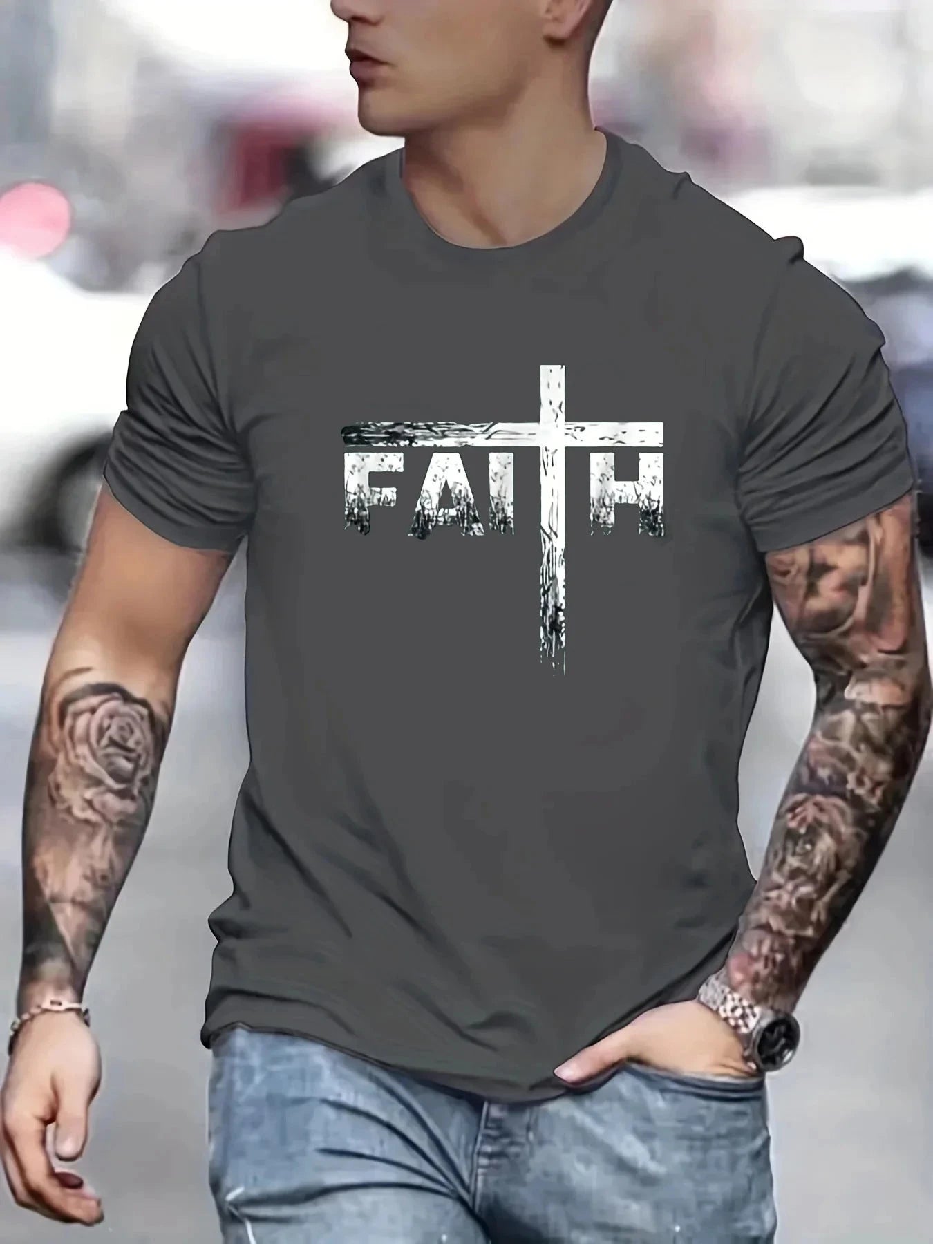 Elevate Your Style with Our Men's Casual Cotton T-shirt – Breathable Comfort and Faith-Inspired Design by Creative Vault Marketplace