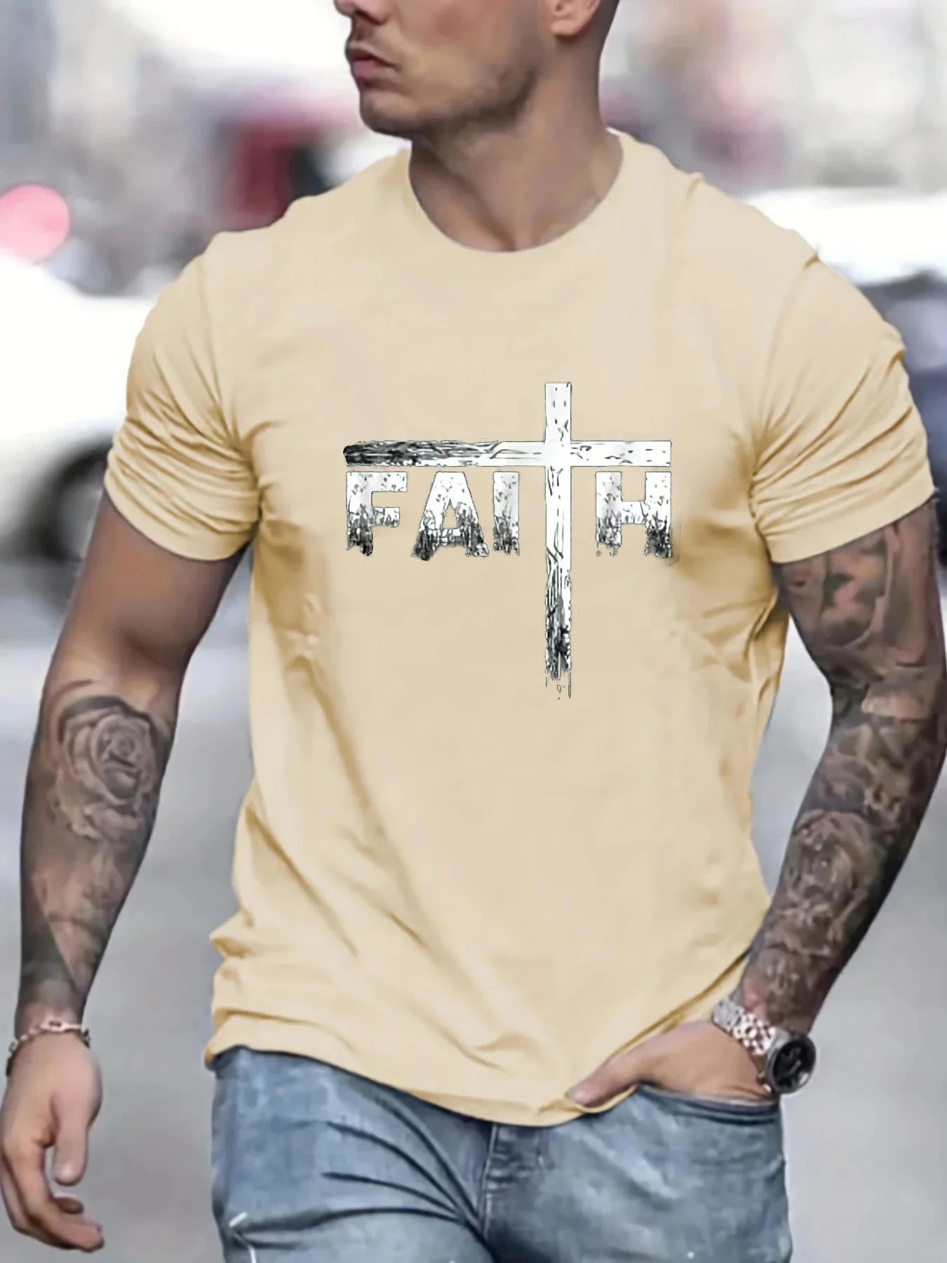 Elevate Your Style with Our Men's Casual Cotton T-shirt – Breathable Comfort and Faith-Inspired Design by Creative Vault Marketplace