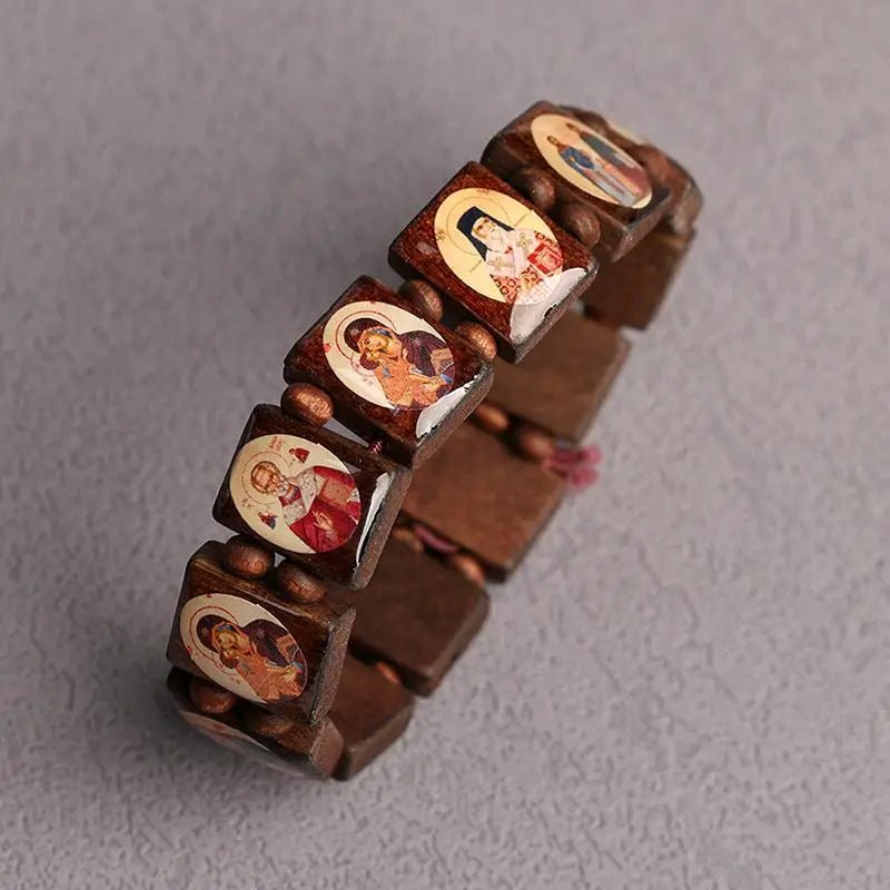 Natural Wooden Bracelet Jewelry Mary Faith Rosary Bracelet Religious Jewelry by Creative Vault Marketplace
