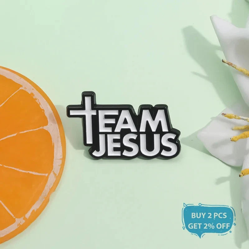 Inspire Your Journey with the Team Jesus Enamel Pin - A Faithful Accessory for Every Christian by Creative Vault Marketplace