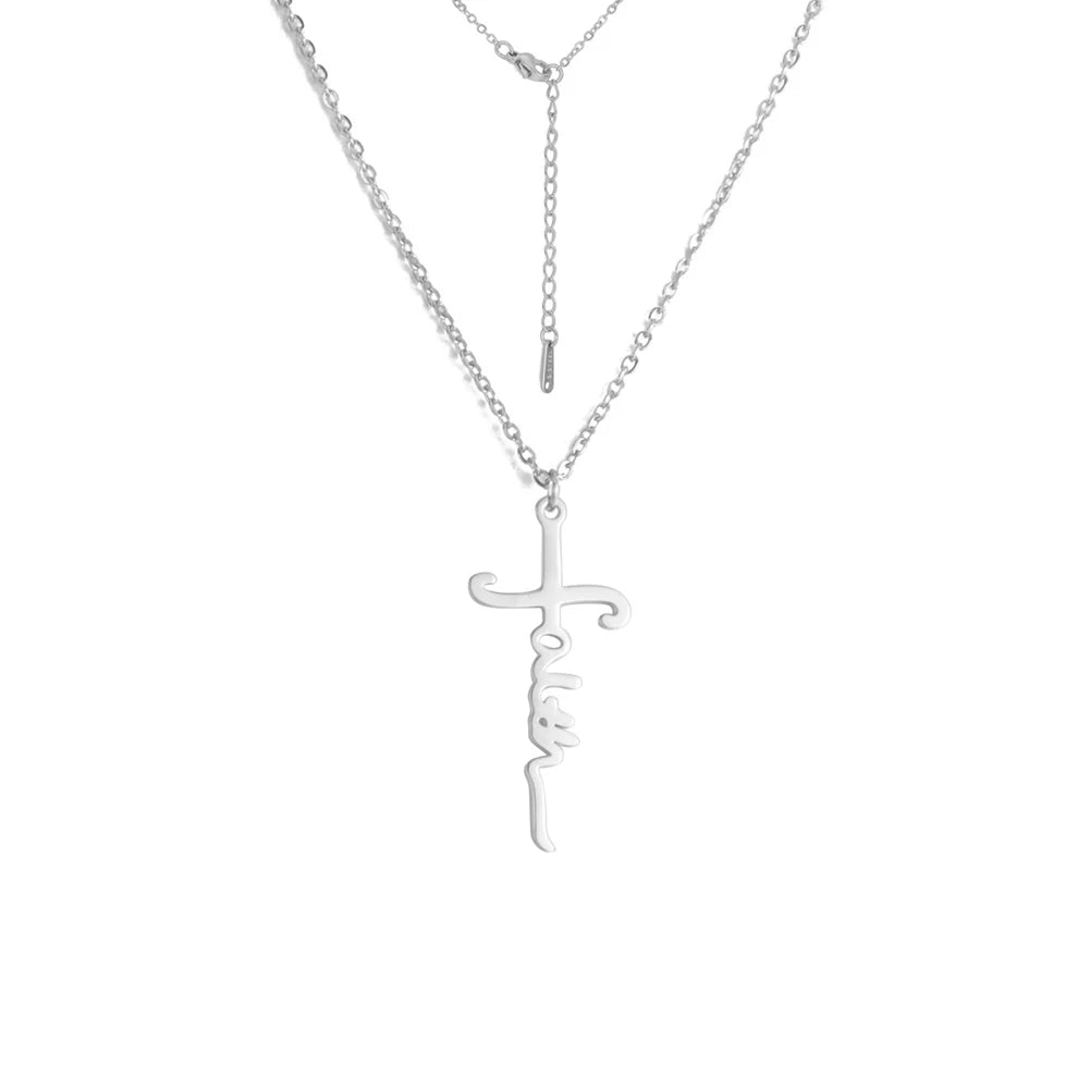 Unift Christian Faith Heart Necklace for Women Stainless Steel Vintage Religious God Bless Prayer Wedding Jewelry Gift Wholesale by Creative Vault Marketplace