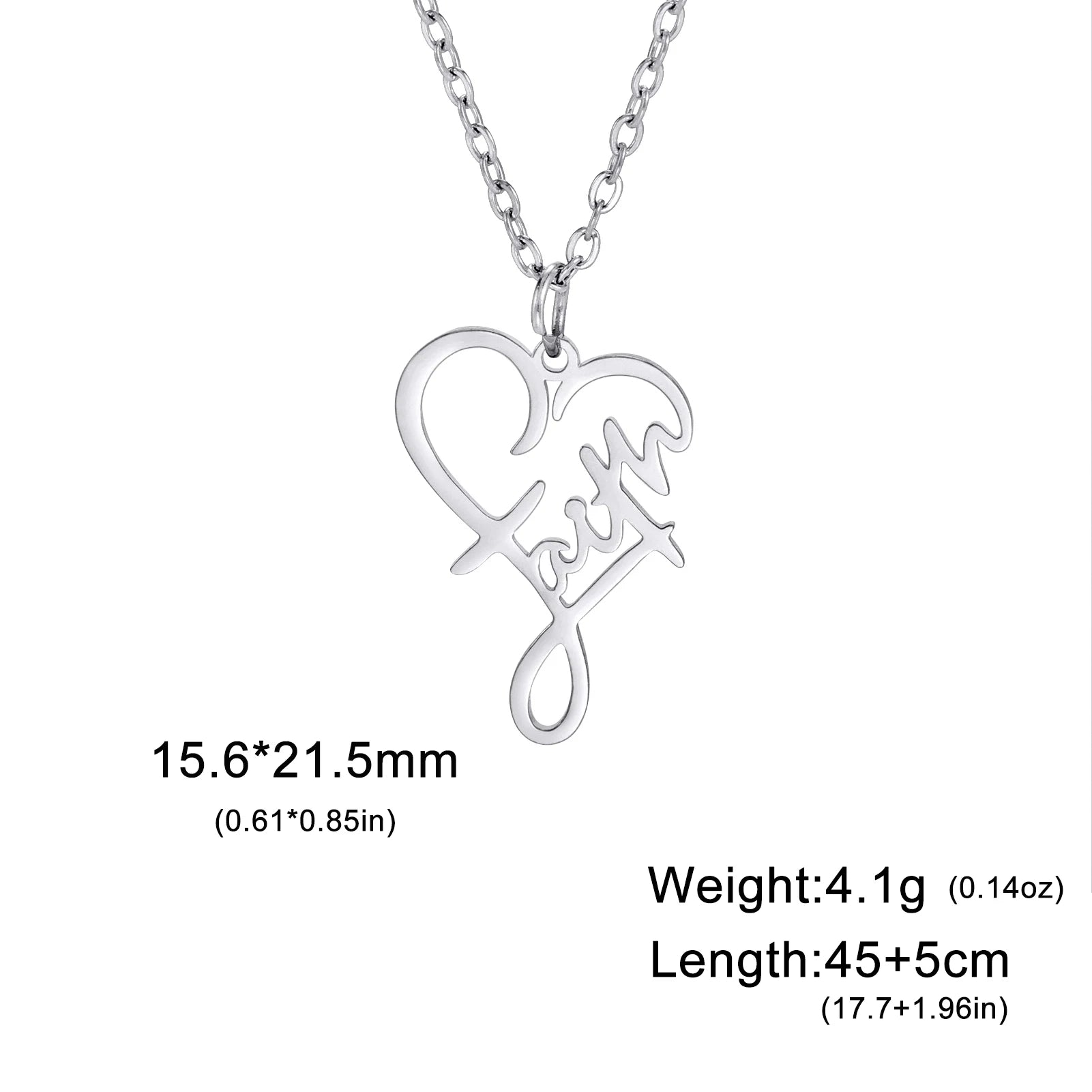 Unift Christian Faith Heart Necklace for Women Stainless Steel Vintage Religious God Bless Prayer Wedding Jewelry Gift Wholesale by Creative Vault Marketplace