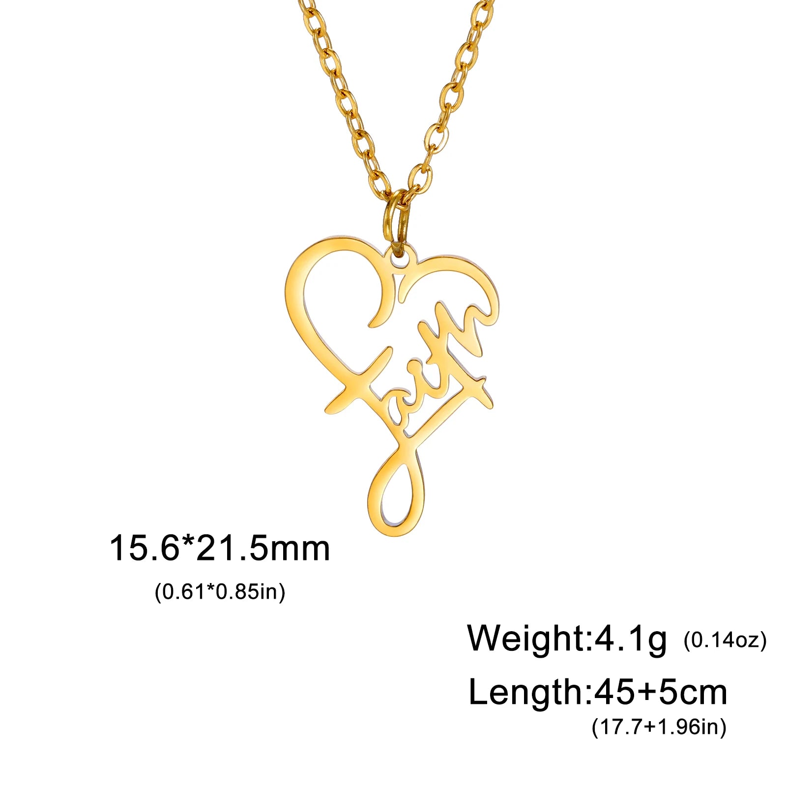 Unift Christian Faith Heart Necklace for Women Stainless Steel Vintage Religious God Bless Prayer Wedding Jewelry Gift Wholesale by Creative Vault Marketplace