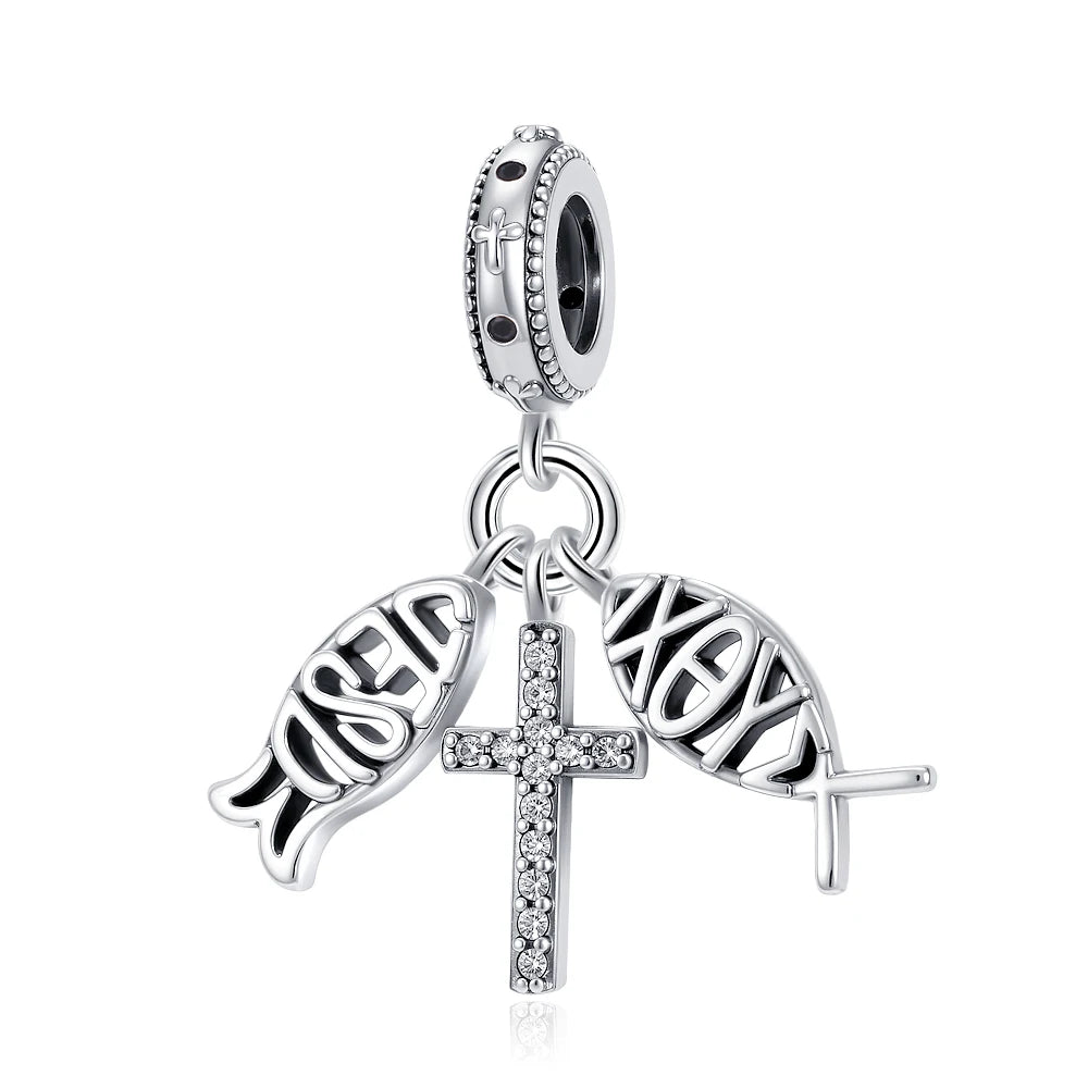 925 Sterling Silver The Faith Series Charm Bracelet Accessories Peace Dove Cross Angel Rose Wings Beads DIY Jewelry Women Gift by Creative Vault Marketplace