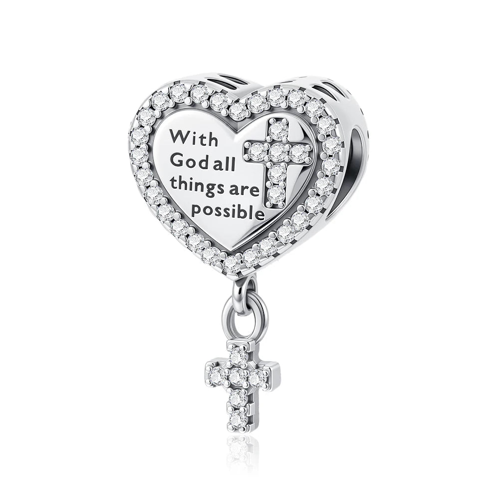925 Sterling Silver The Faith Series Charm Bracelet Accessories Peace Dove Cross Angel Rose Wings Beads DIY Jewelry Women Gift by Creative Vault Marketplace