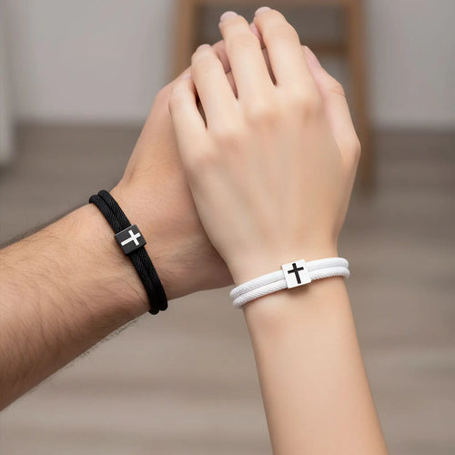 1Pair/Set Adjustable Faith Cross Bracelet For Teen Boys First Communion Easter Gift Ideal For Sons Brothers Ages 6–21 by Creative Vault Marketplace