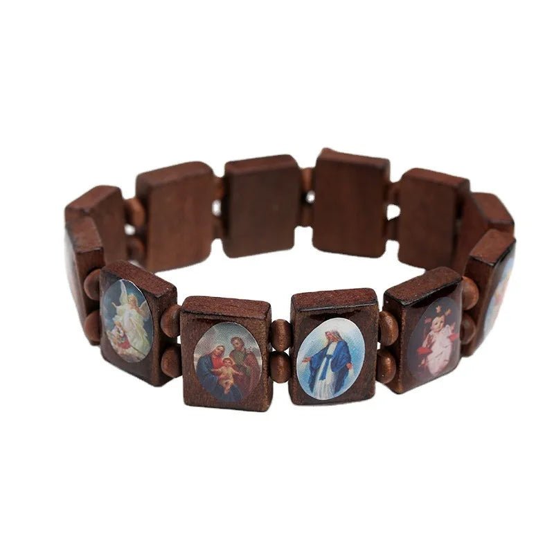 Natural wooden Catholic jewelry Christian Jesus faith Rosary Bracelet religious charm jewelry Bracelets on hand wholesale by Creative Vault Marketplace