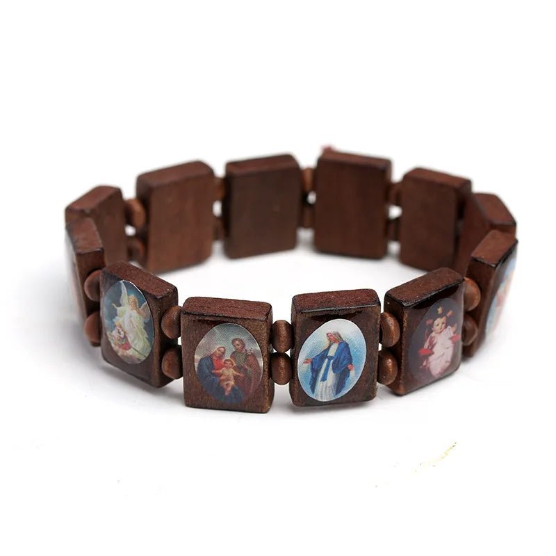 Natural wooden Catholic jewelry Christian Jesus faith Rosary Bracelet religious charm jewelry Bracelets on hand wholesale by Creative Vault Marketplace