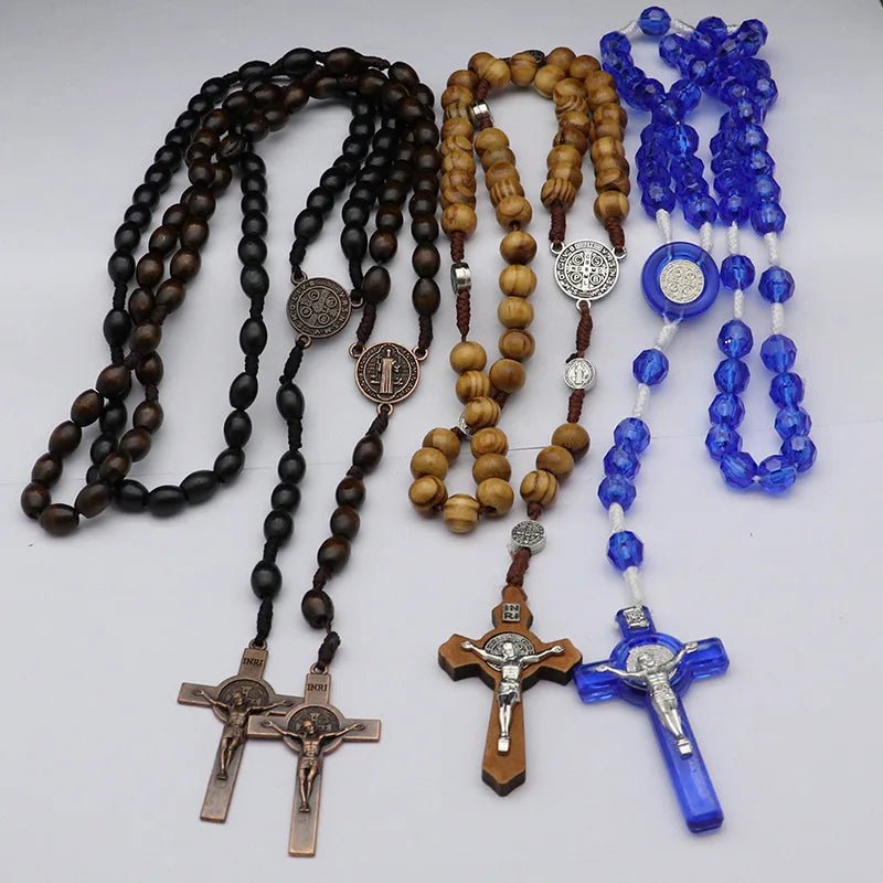 Faith & Gospel Cross Rosary Beads Necklace for Women Men Christian Virgin Mary INRI Pendant Chain Fashion Religion Jewelry by Creative Vault Marketplace
