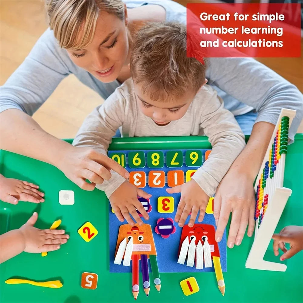 Felt Learning Board Children Toys Educational DIY Toy Addition Subtraction Finger Arithmetic Teaching Enlightenment Board by Creative Vault Marketplace
