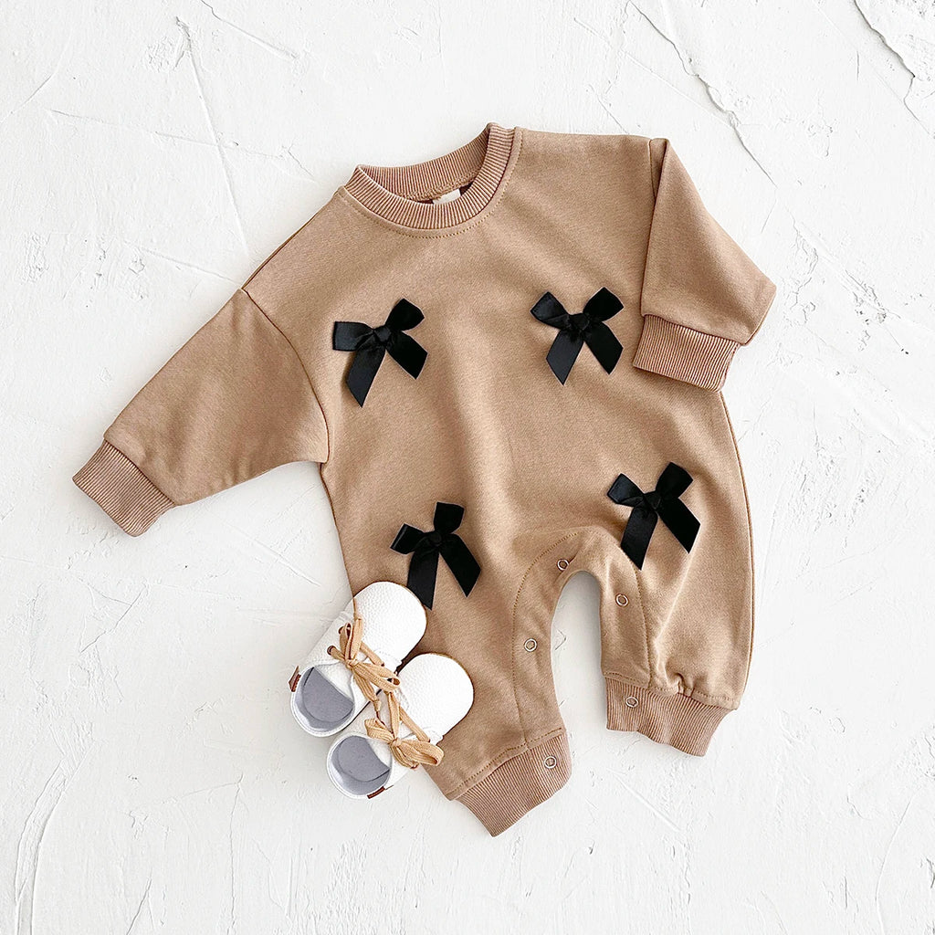 Newborn Baby Girl Clothes Bow Infant Jumpsuit Spring Autumn Babygrow Romper Cotton Kids Toddler Children Clothing 0-18 Months by Creative Vault Marketplace