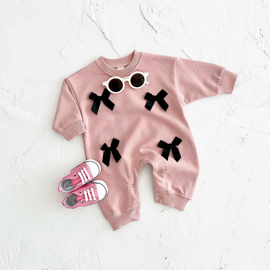 Newborn Baby Girl Clothes Bow Infant Jumpsuit Spring Autumn Babygrow Romper Cotton Kids Toddler Children Clothing 0-18 Months by Creative Vault Marketplace