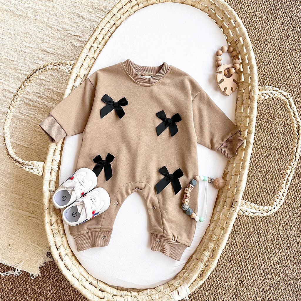 Newborn Baby Girl Clothes Bow Infant Jumpsuit Spring Autumn Babygrow Romper Cotton Kids Toddler Children Clothing 0-18 Months by Creative Vault Marketplace