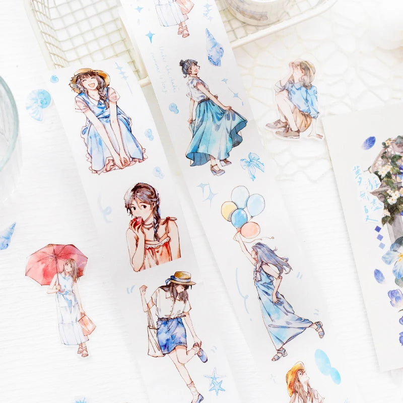 Journal Go 4.5x200cm Four Seasons Girl Tape DIY Scrapbooking Decor Photo Album Collage Junk Journal Planner Aesthetic Stickers by Creative Vault Marketplace
