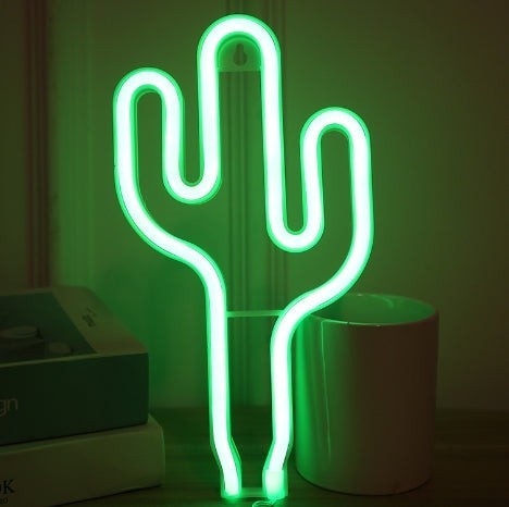 Creative Vault Marketplace cactus-shaped green LED neon night light for indoor home decor