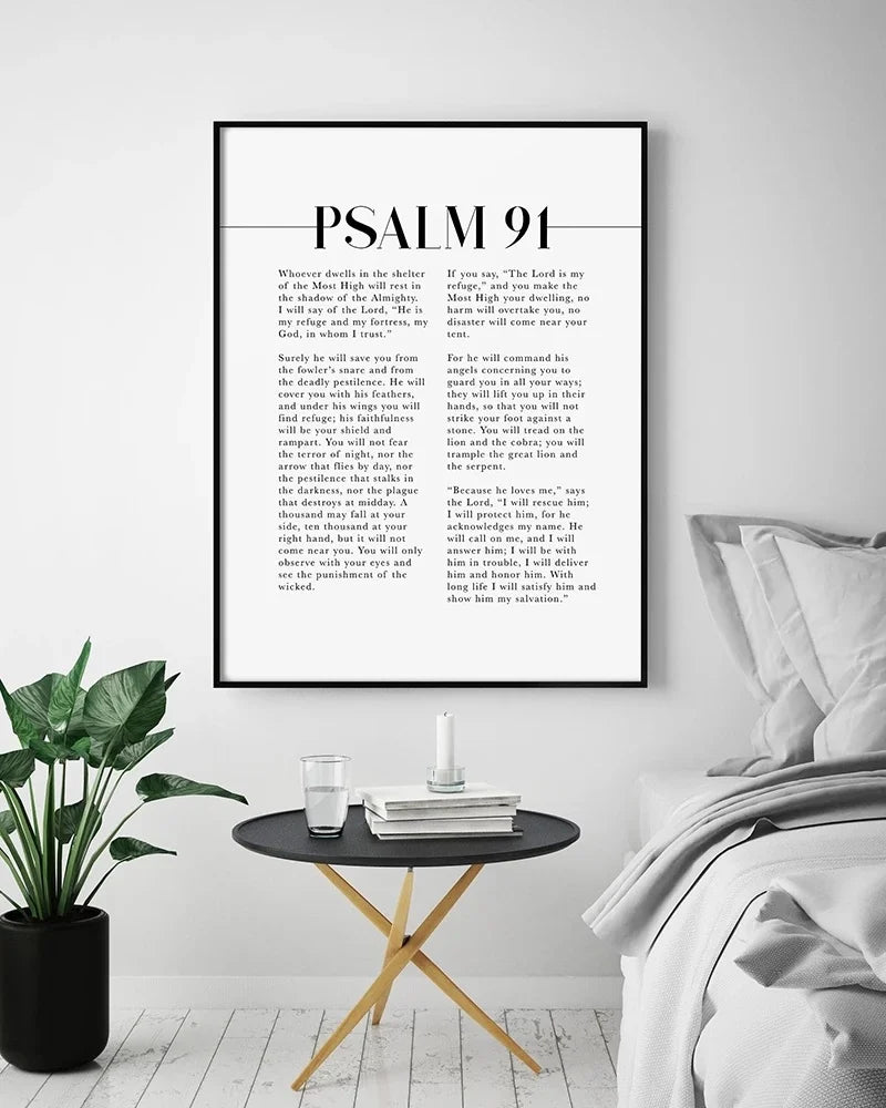 Psalm 91 Scripture Wall Art, He Who Dwells In The Shelter, Bible Verse Artwork For Your Christian Home Decor by Creative Vault Marketplace