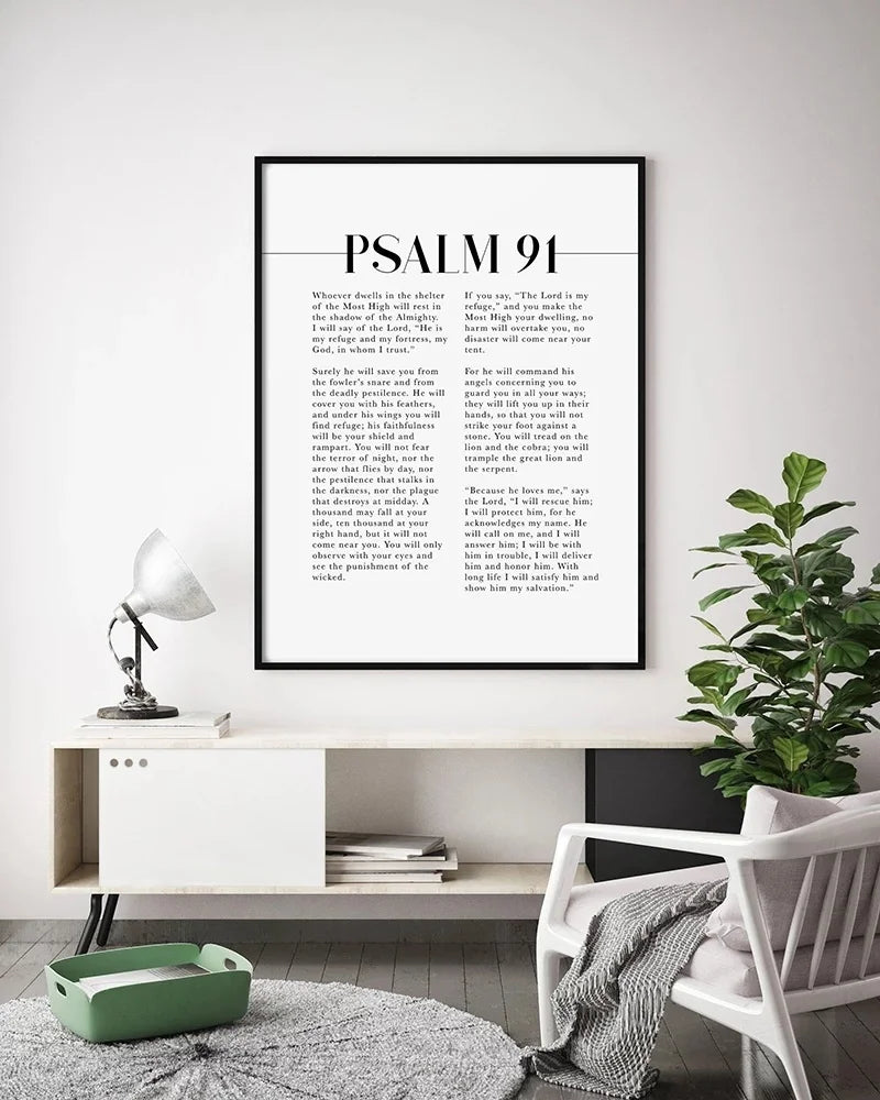 Psalm 91 Scripture Wall Art, He Who Dwells In The Shelter, Bible Verse Artwork For Your Christian Home Decor by Creative Vault Marketplace