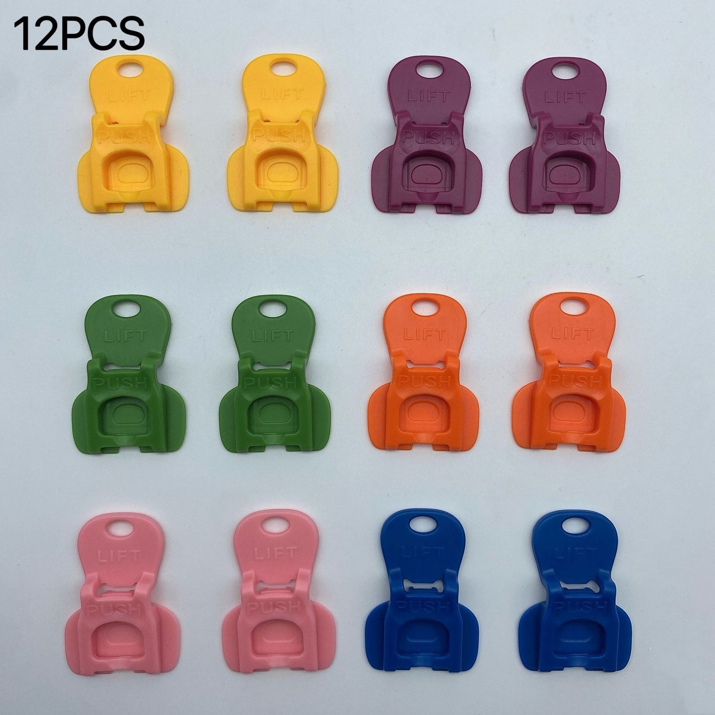 Creative Vault Marketplace set of 12 colorful plastic cola can openers for easy opening of soda cans and bottles.